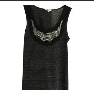 Silence + Noise Beaded Gray Embellished Tank